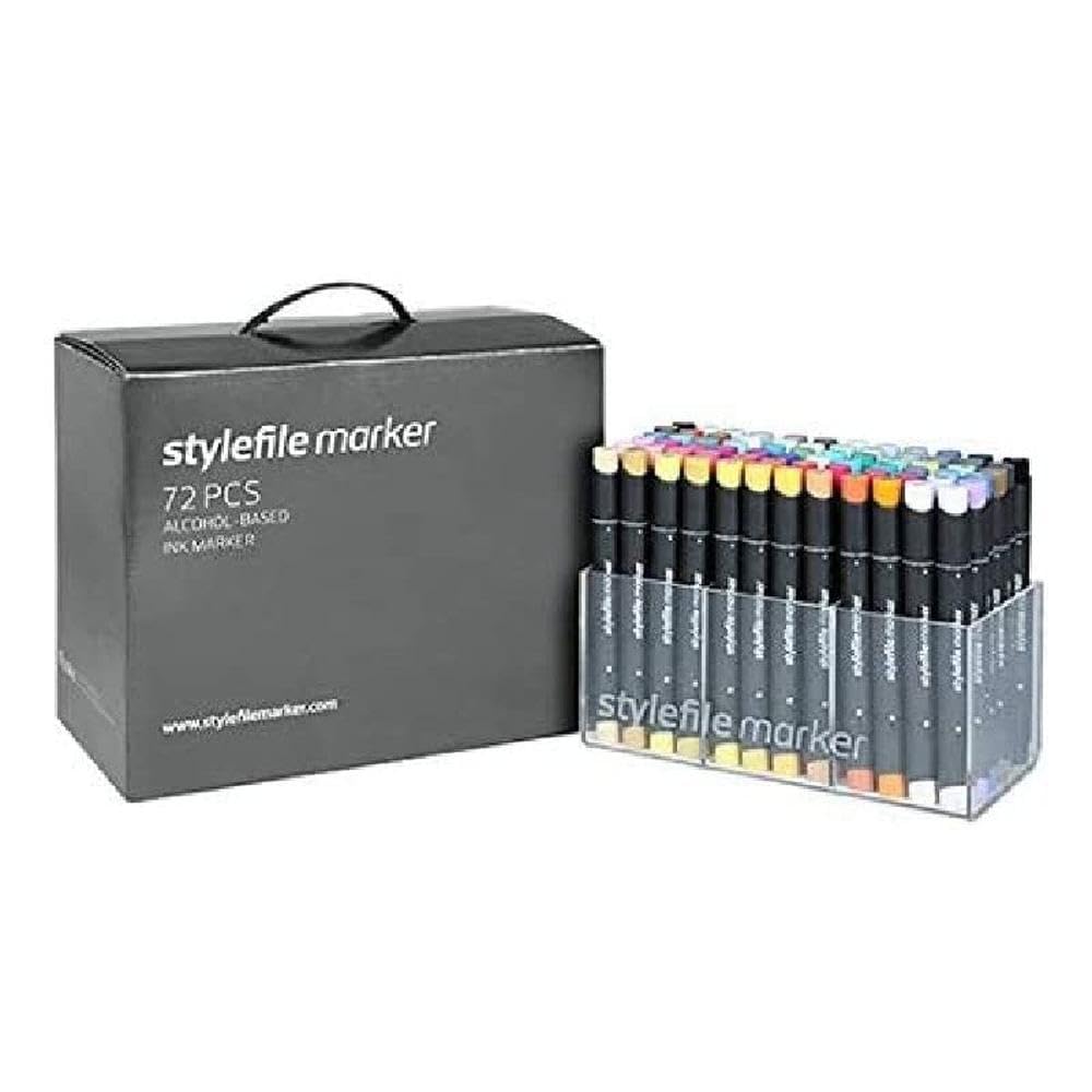 Stylefile Marker Set 72 - Pack de 72 rotuladores, Doble punta (fina y biselada)
