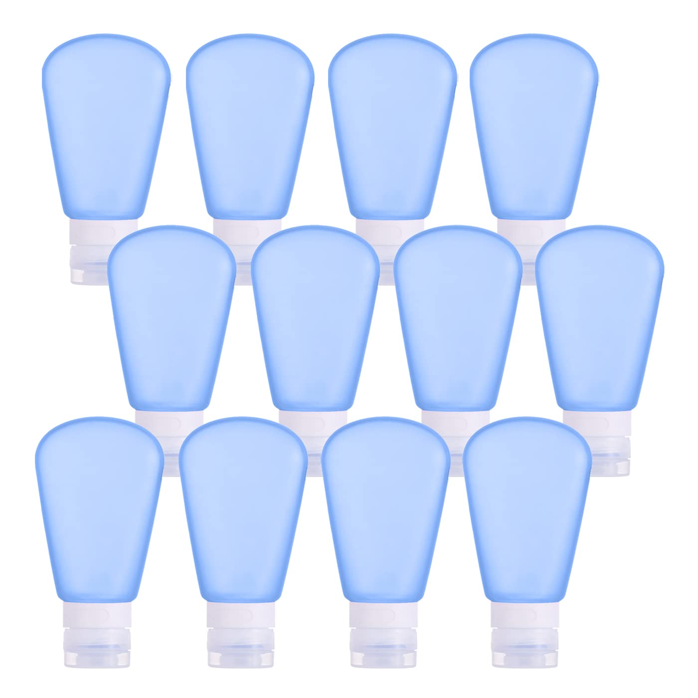 12 Stück 89ml Blau Leere Silikon Röhrchen mit Klappdeckel, Weiche Flaschen Tubes mit Klappscharnierverschluss für Kosmetische Gel,Cremes, Reise