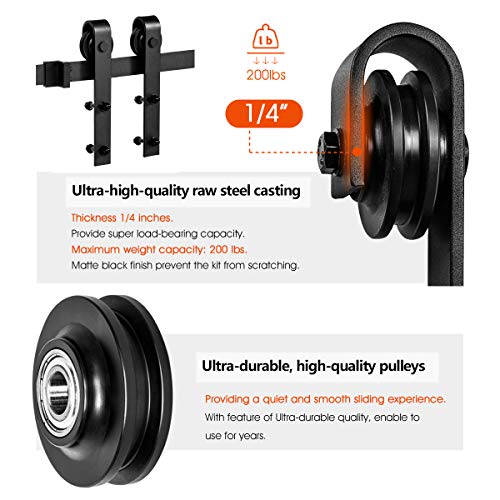 U-Max 10Ft Heavy Duty Sturdy Sliding Barn Door Hardware Kit - Super Smoothly And Quietly - Simple And Easy To Install -Fit 60" Wide Doorpanel (J Shape Hanger) #TOP3