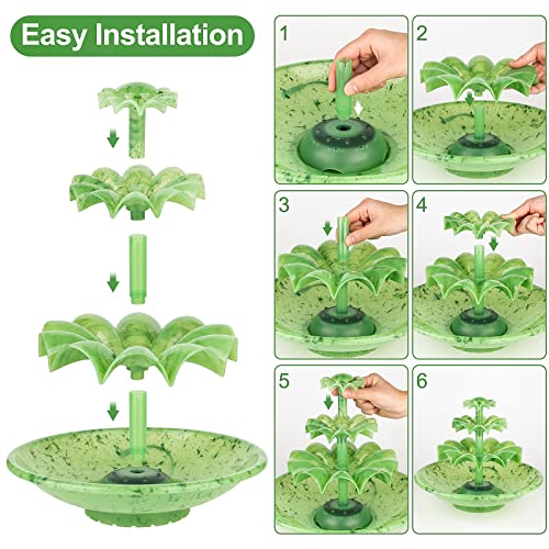Mademax 3 Tier Diy Solar Fountain With 24-Hours Working And Lights, Upgrade 3.5W Solar And Electric Pump, Solar Powered Bird Bath Fountain Water Feature For Bird Bath, Garden, Balcony, Outdoor #TOP3