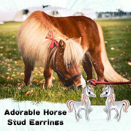 Horse Stud Earrings for Womens 925 Sterling Silver Hypoallergenic Little Horse Earring Horse Jewelry Animal Jewelry Gifts for Women3