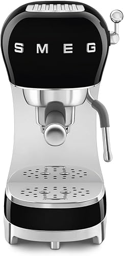 Smeg Máquina de café expreso manual con varita de vapor, 15 barras de presión, filtro Porta de acero inoxidable, calentador de tazas pasivo,