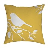 Hattfart Square Cartoon Bird Printed Cushion Cover Cotton Throw Pillow Case Sham Slipover Pillowslip Pillowcase for Home (Yellow)