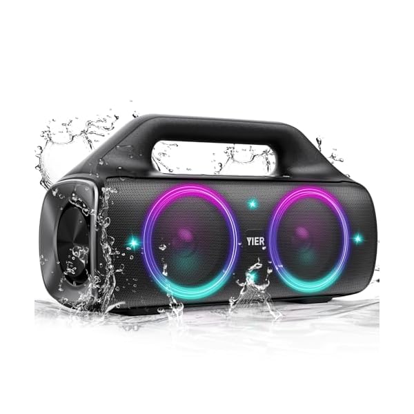 Portable Bluetooth Speakers, 80W Peak Wireless Outdoor Speaker with Subwoofer, Deep Bass, IP67 Waterproof, 100dB Loud Party Speakers for Camping, Beach, Garage