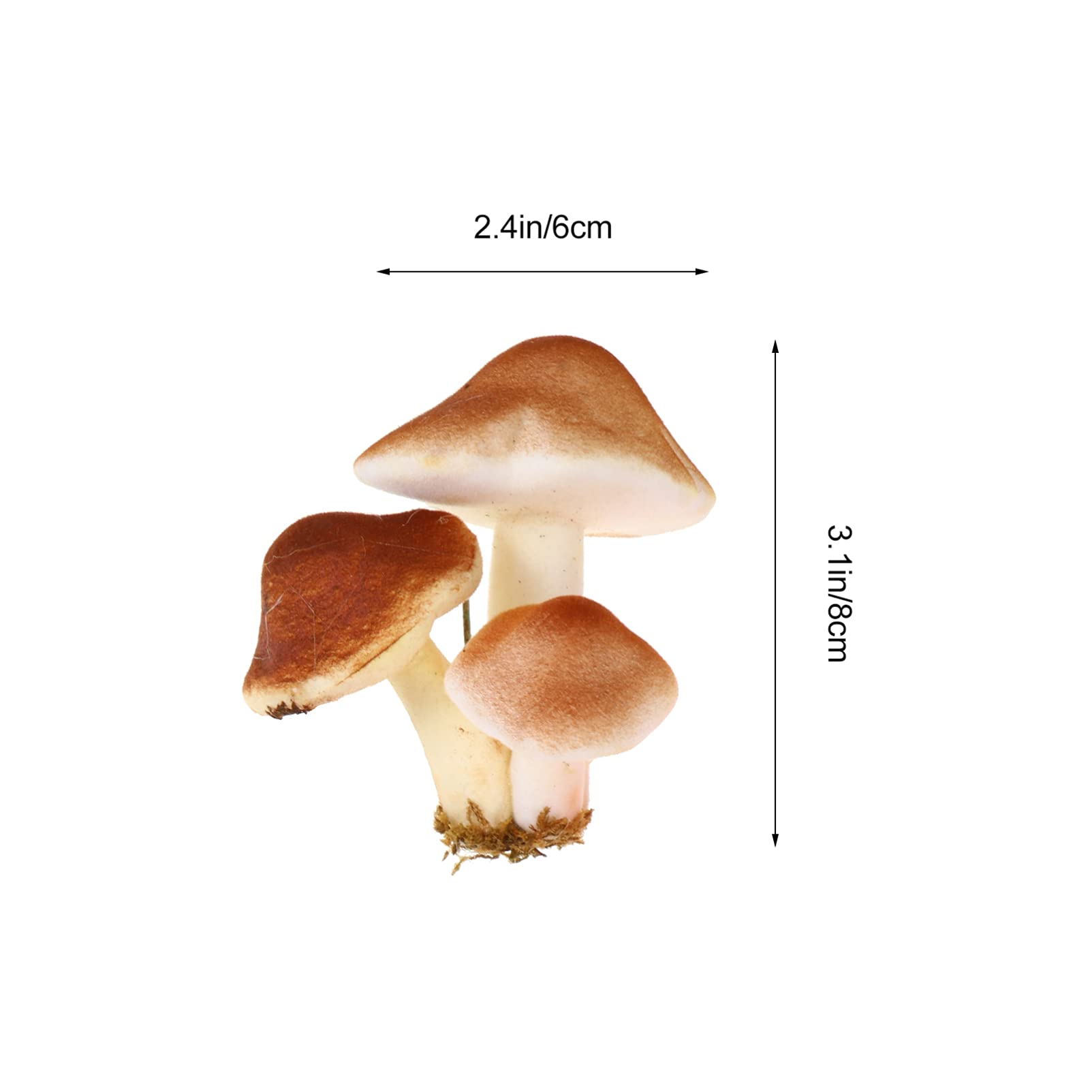 Healifty Simulated Mushroom Ornaments 6Pcs 3.15In Miniature Faux Mushrooms for Fairy Garden Micro Landscape Desktop Decoration and Party Props - Image 2