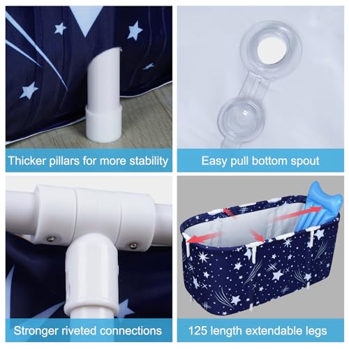 Sinbide 125x55x54cm Badewanne, Tragbare und Faltbare Geeignet für Erwachsene, Große Familien Badewanne für SPA, Movable Wanne mit 2 Ablauflöchern Mit 2.0 verdicktem Rohr
