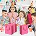 Pikalon 6 pcs Neon Pink Gift Bags with Handles, Medium 8.66