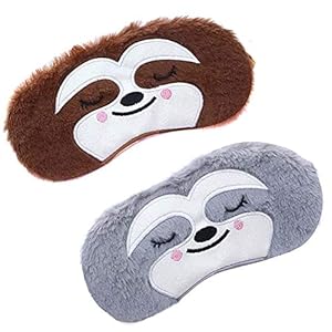 2 Pack Cute Animal Sleep Mask for Girls Cute Cartoon Bradypod Soft Plush Blindfold Sleep Masks Eye Cover for Women Girls Travel Nap Night Sleeping