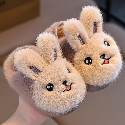 Kids Boys Girls Cute Bunny Fuzzy Slippers Non-Slip Furry Soft Bedroom House Slides Fall Winter Warm Indoor Shoes4