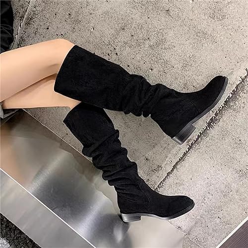 Bottes plissées en PU à talons bas idéales pour vos sorties - 6