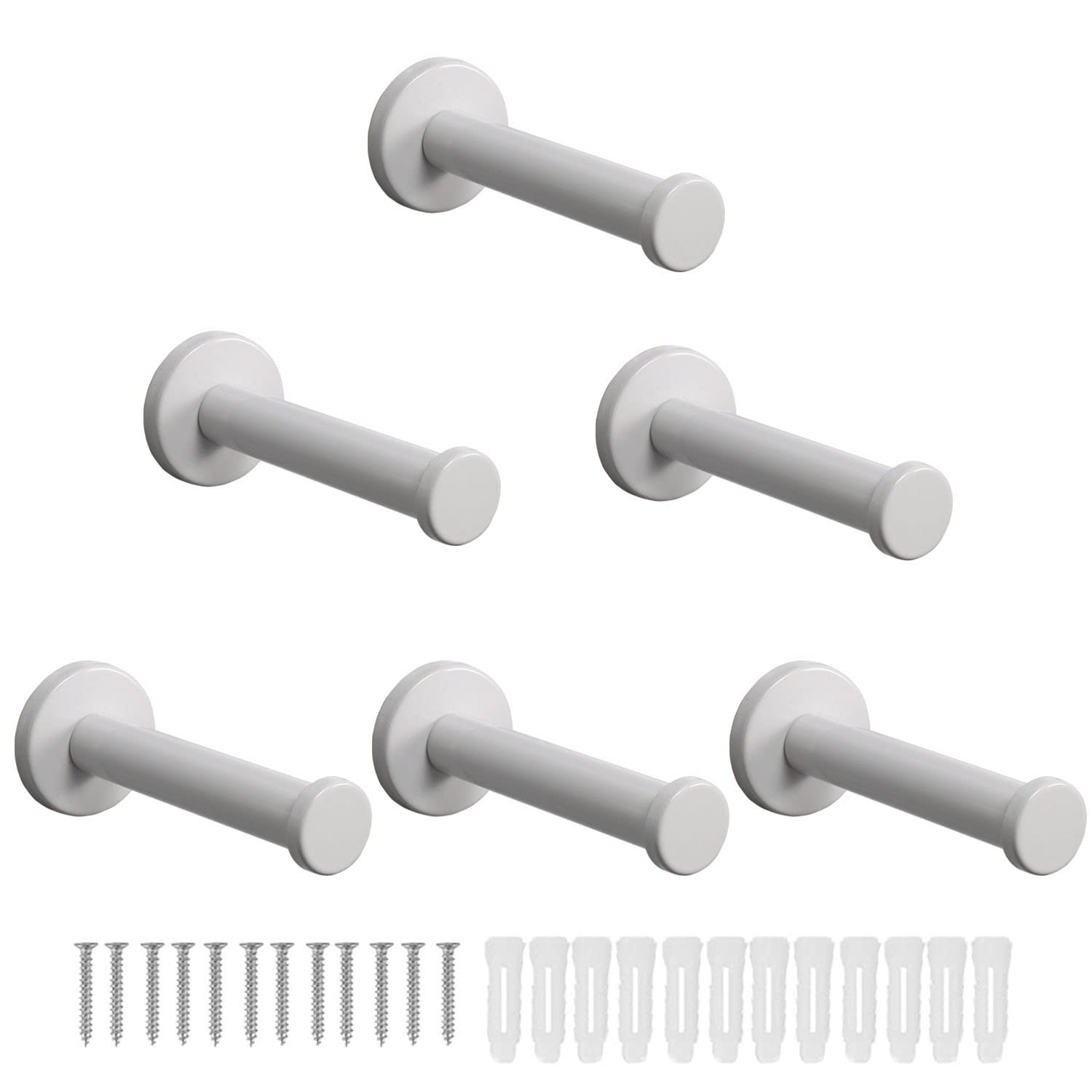 Vanloory Bath Towel Hooks, 6 Pack Round Coat Hooks, Sturdy Wall Mounted Robe Hook, SUS 304 Stainless Steel Heavy Duty Clothes Hanger, Wall Towel Hooks