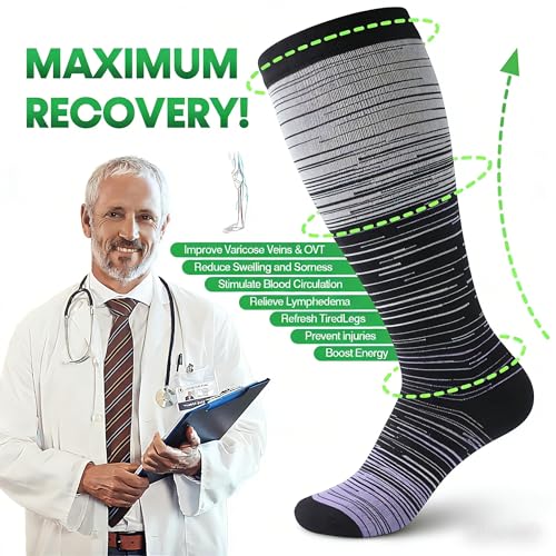 Image of Compression Socks for Women &Men Wide Calf, Plus Size 15-20 mmhg,Knee High,compression stockings