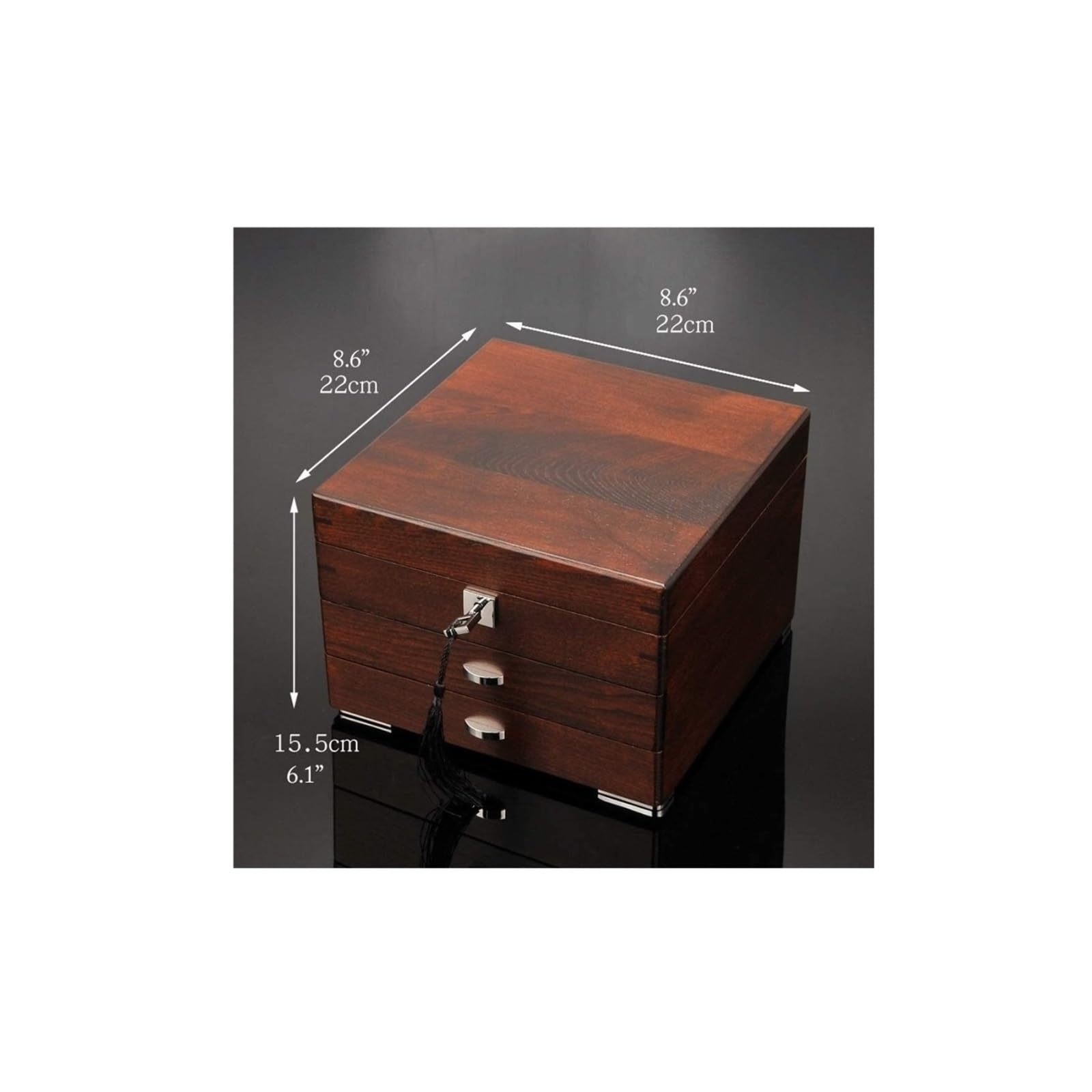 XBTGS Schmuckschatullen mit Schlüssel und 2 Schubladen, 3-lagig, Schmuck-Organizer-Box für Frauen, Geschenk, handgefertigtes Schmuckzubehör,