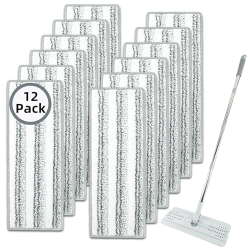 12 Pack Microfiber Mopping Pads Compatible with JOYMOOP Libman Oshang Flat Mop and Most 13X5 Flat Floor Mop Reusable & Washable Microfiber Cleaning Pads