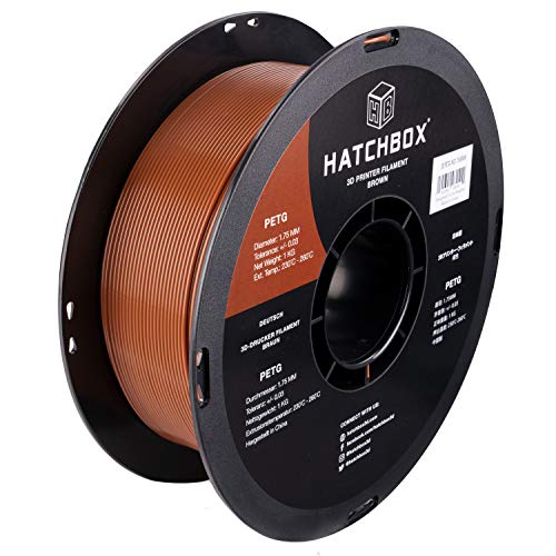 Image of HATCHBOX 1.75mm Brown PETG 3D Printer Filament, 1 KG Spool, Dimensional Accuracy + /- 0.03 mm, 3D Printing Filament