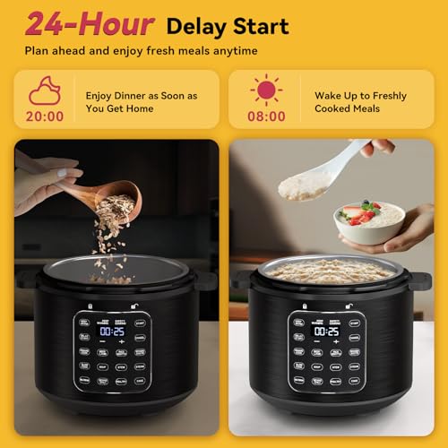 Image of Electric Pressure Cooker 6 Qt, 9 Functions Programmable Instant Pot with IMD Touchscreen, Rice Cook, Slow Cook, Steam, Saute, Warm, 16+ Safety Features, 1000W Black