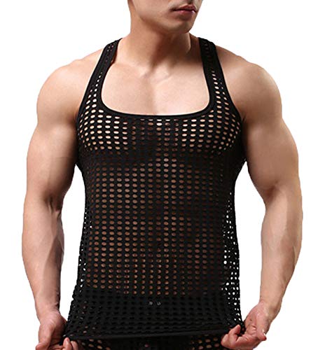 Mendove Men's Mesh See Through Muscle Fishnet Tank Top3