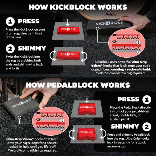 Image of KickBlock Standard Drum Rug with Drummer Towel & Stabilizers - Stage Black