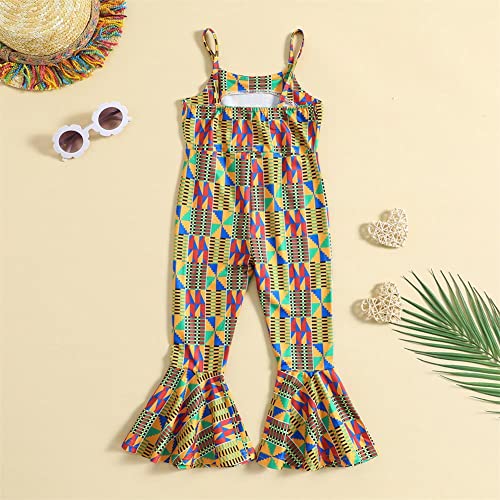 Gliglittr Toddler Girls African Dashiki Outfit Boho Bell Bottom Romper Baby One Piece Jumpsuit Summer Flare Pants Overalls(A,3-4T) #TOP6
