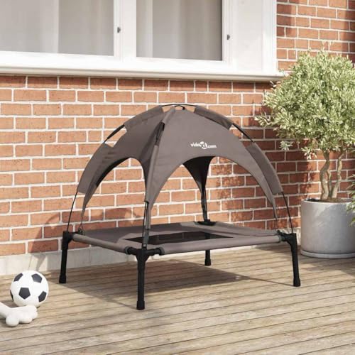 Lit surélevé pour chien extérieur intérieur lit de camp canin marron - 3
