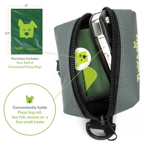 Tuff Mutt Dog Poop Bag Holder for Leash, Lightweight Dispenser for Pet Waste Bags, Easy Cleanup Accessory for All Leashes, Includes Bags