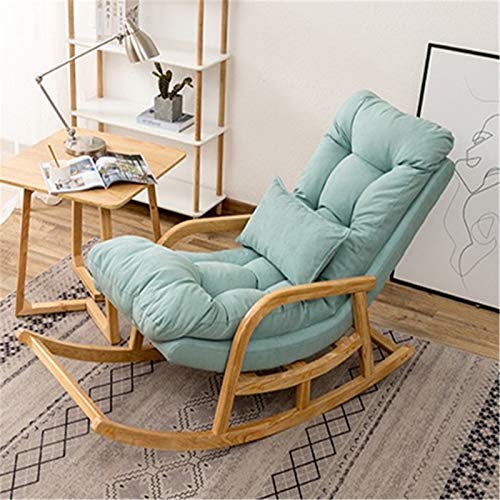 Mecedora reclinable moderna de estilo nórdico para adultos, tela cómoda, sofá perezoso para el hogar, silla fácil para balcón o patio, color azul, 148 x 60 x 88 cm