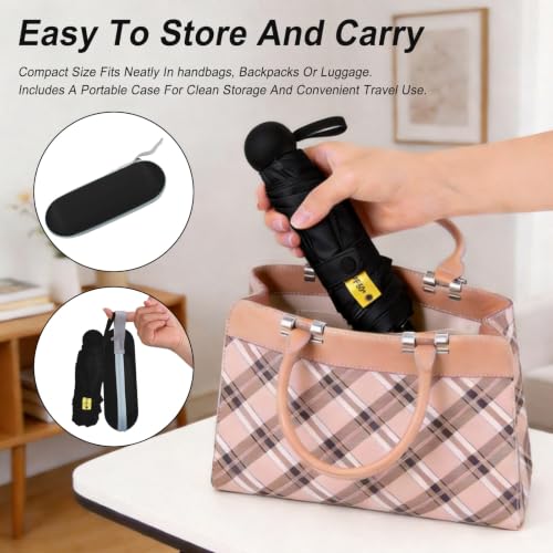 Veebmys Mini Parapluie Pliant avec Étui, Parapluie de Voyage Compact et Léger, Parapluie de Poche Anti-UV pour Femmes, Hommes, Enfants, Sac à Main et Voyage – vue 4