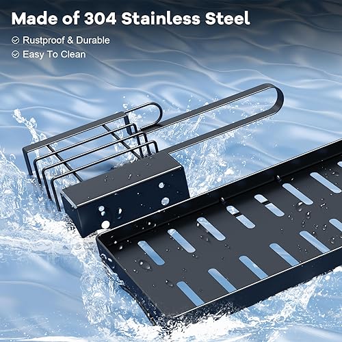 NEXILONEKA Sink Organiser with Dish Cloth Hanger, Multi-Purpose Kitchen Caddy with Removable Drip Tray - Image 6