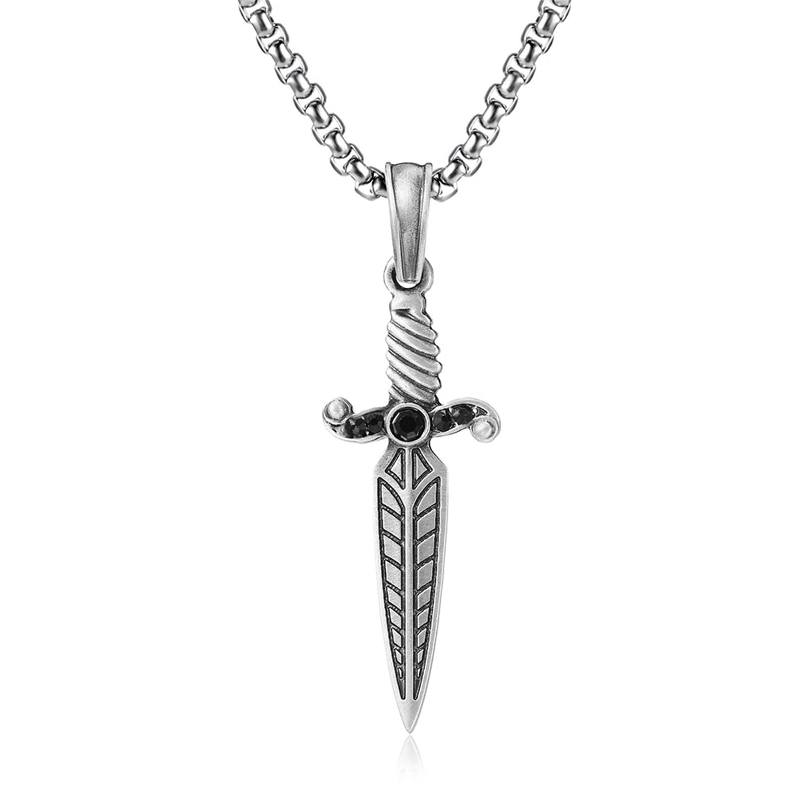 アクセサリー A&G Dagger Flamed Pendant Men's Dagger Pure Tin Pendant Gothic Retro Domineering