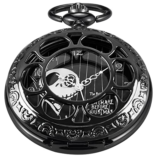 クラシックファッション Uncoveredメンズクォーツ懐中時計 懐中時計 クォーツムーブメント チェーン付き 男性用, CFN04-ブラック