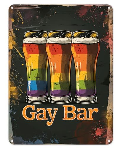 Shopagift Poster da parete in metallo con scritta in lingua inglese "LGBTQ" con birra, grotta, capannone, bar, camera da letto, casa, cucina, formato A5