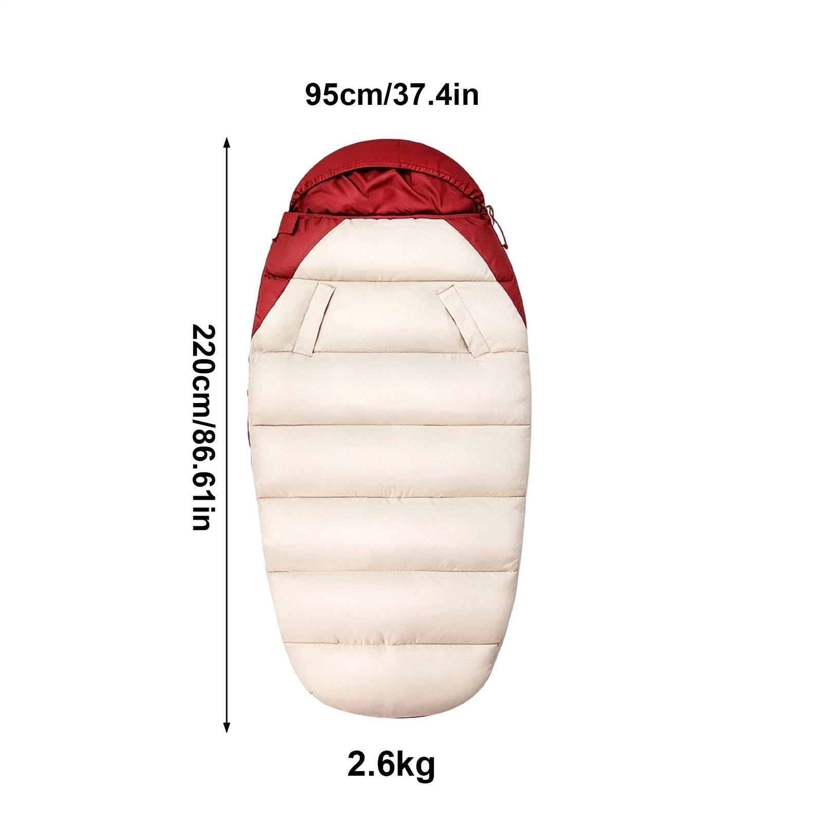 Sacco a pelo per adulti, 220 x 95 cm, con cappuccio, indossabile, materassino | Sacco a pelo queen size per tenda, all'aperto, primavera, estate, autunno, viaggi, letto, casa e asilo