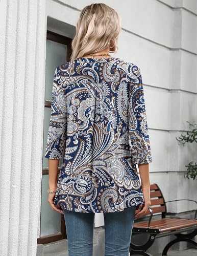 Image of Zeagoo Womens 3 /4 Length Sleeve Tops V Neck Tunic Dressy Casual Blouse