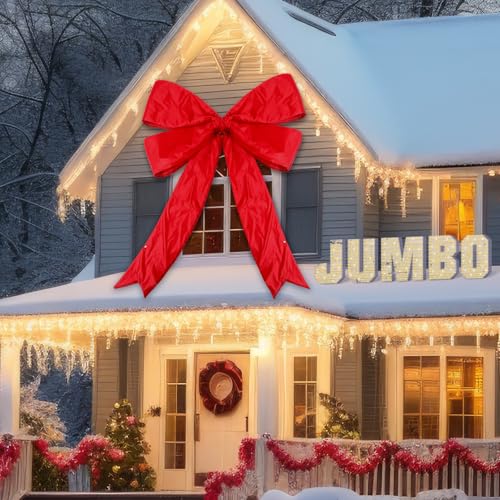 Moucuny 72x90 Inch Large Outdoor Red Christmas Bow Decorations, Waterproof
