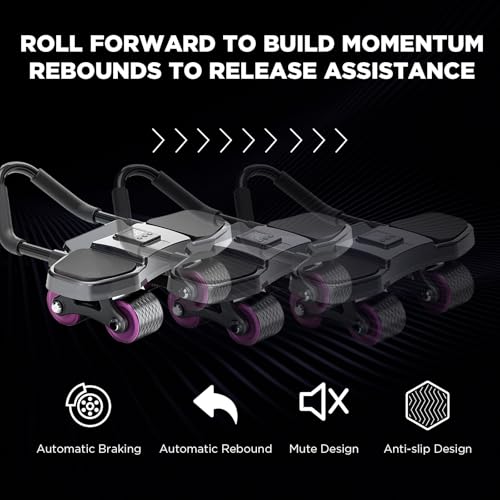 AB Roller Exercise Wheel 1.8M Automatic Rebound Ab Roller, Automatic Rebound AB Wheel With Knee Mat & Timer and Phone Holder for Home Fitness Calisthenics Equipment - Image 5