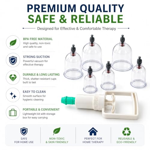 Image of Vacuum Cupping Therapy Set 36 Pcs - Cupping Kit for Pain Relief, Muscle Recovery, Body Massage & Blood Circulation - Portable Manual Therapy Cups with Magnetic Heads, Transparent Design