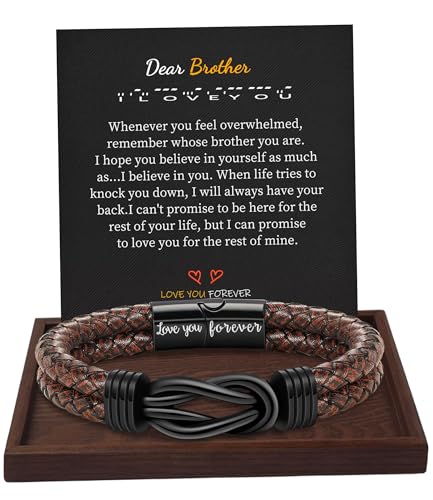 Gifts for Men Leather Bracelet Brown Braided Forever I Love You Gifts for Him Infinity Cuff Bracelets Birthday Gifts for Boyfriend Son Grandson Husband Dad Mens Fathers Day Gift
