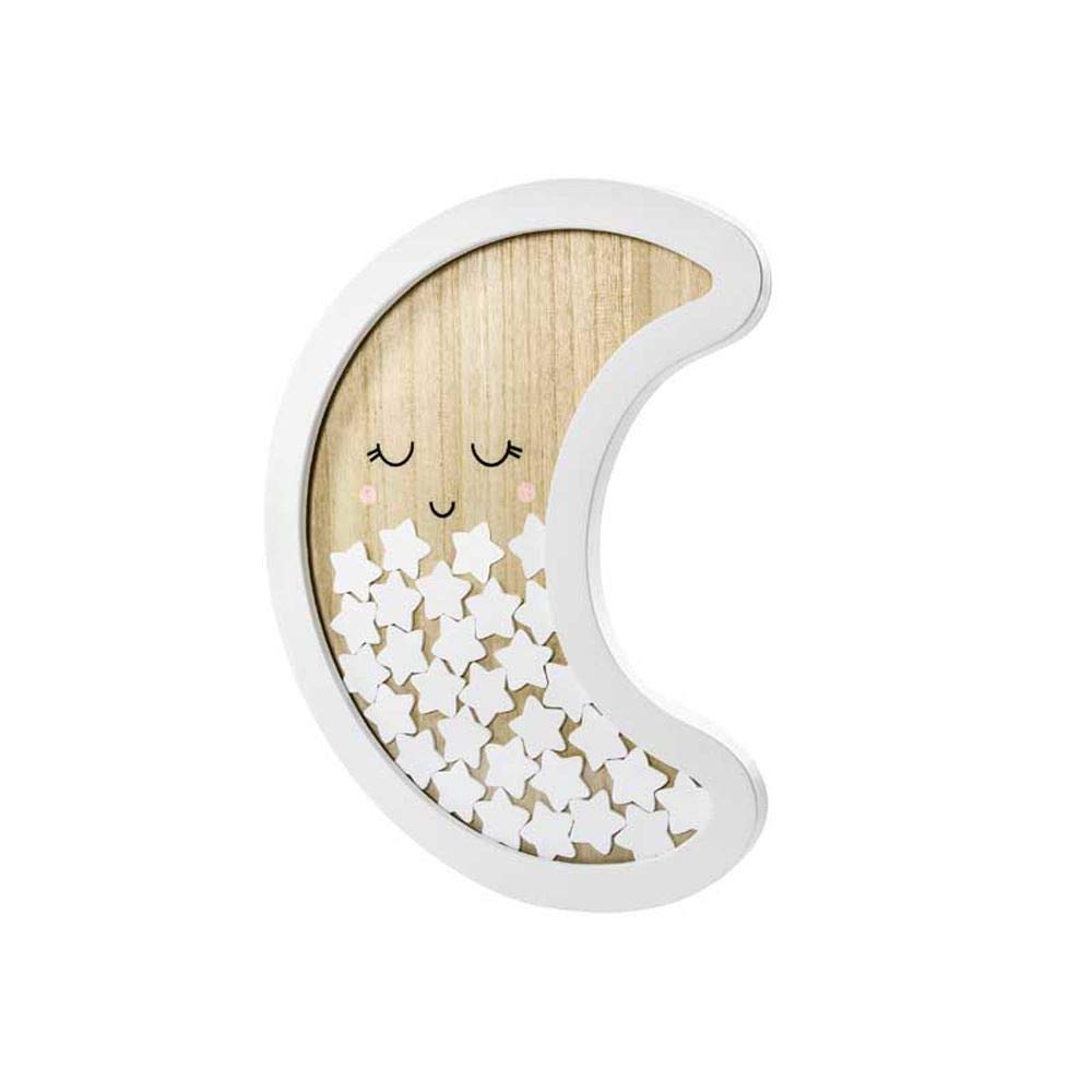 Luck and Luck Wooden Moon Guest Book Frame Christening, White