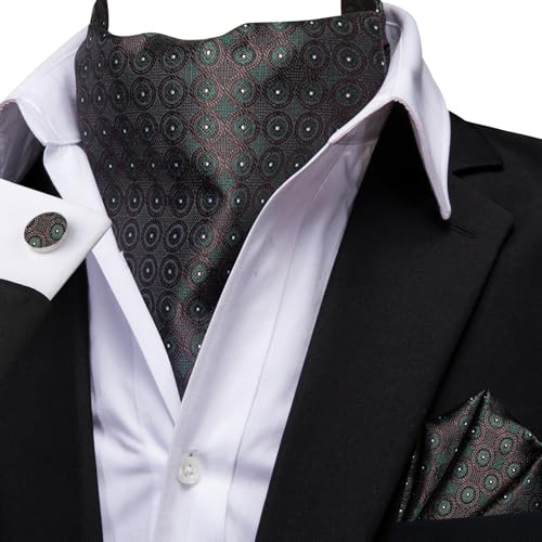 Image of Dubulle Paisley Floral Ascot for Men Self Tie Mens Cravat and Pocket Square Cufflinks Wedding