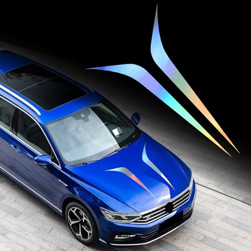 Image of TOMALL 2pcs 39 inch Car Hood Stripe Sticker for Car Auto Racing Sport Body Side Stripe Decal Skirt Roof Hood Bumper Stripe Decal Universal Vinyl Modified Decal Decoration for SUV Off-Road Vehicles (Laser)