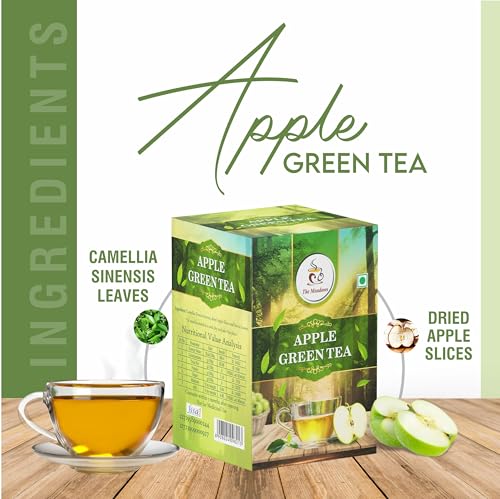 Image of The Meadows Apple Green Tea - 100g - 100 Cups | Flavoured Green Tea with Mild Sweet Notes and Fruity Aroma (Pack of 1)