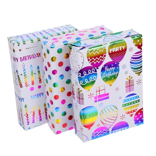 Rouleaux papier cadeau anniversaire à motifs de ballons pour sublimer vos paquets de fête