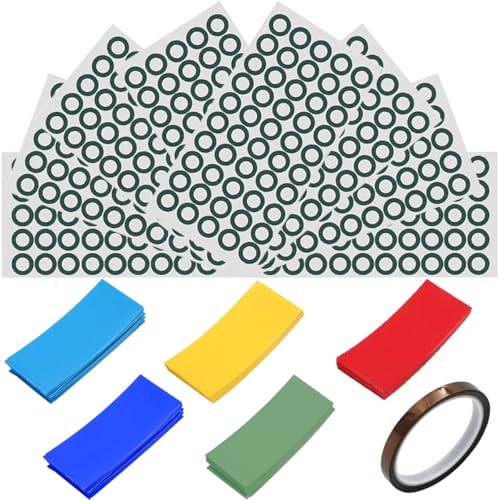 ZHUROUPU 400Pcs 18650 Lithium-Batterie Isolator Ringe, Highland Gerste Papier hohlen Papier-Pad Selbstklebende elektrische Isolierung Ring, 18650 PVC DIY Batterie Wickeln Wärme Schrumpfschlauch