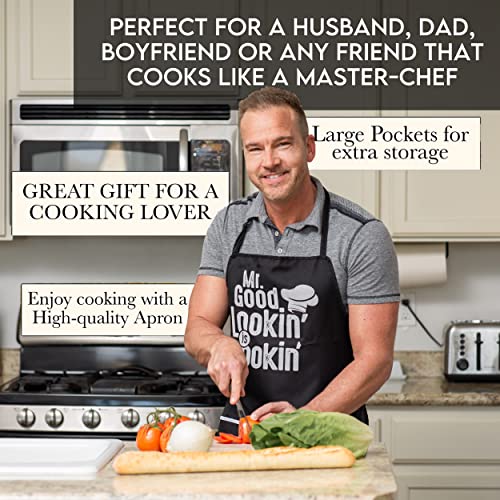 Aller Home&Kitchen Cute Apron - Mr Good Looking Dad Apron - Sexy Aprons With Pockets For A Husband, Father Or Boyfriend That Loves Cooking Aprons For Men Or Grill Aprons For Men #TOP1