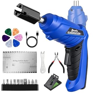 Dunkive Guitar Tool Set, Rechargeable 200RPM Electric String Winder with LED, String Cutter, Action Gauge Ruler, Bridge Pin Puller, 10 Screwdriver Bits, 6 Guitar Picks & Cleaning Cloth