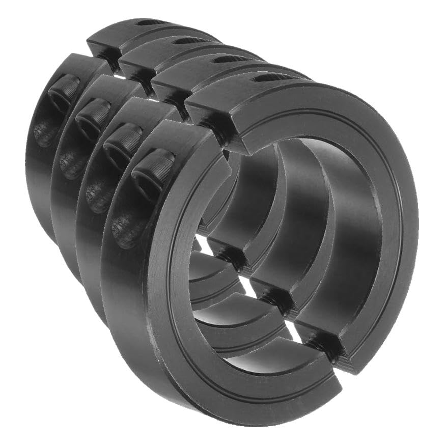uxcell 4pcs Double Split Clamp-On Shaft Collar for 2" Shaft, Two-Piece Clamping Collar, 3" OD, 11/16" Thick, #45 Steel Axle Collar Clamp, Set Screw Style (Pack of 4)