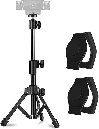 Soporte de cámara web extensible para trípode de escritorio, paquete de 2 fundas para cámara web, cubierta de lente de cámara web con adhesivo
