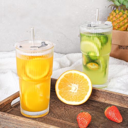 La Mejor Lista de Vasos para té y café de esta semana. 44 RUAKIVA 2 Pcs 600MLTaza de vidrio con Tapa y Pajita,Juego de Tazas de Café,Juego Moderno de Taza de Café Exquisita,Apto Tanto para Frío Como para Calor para...