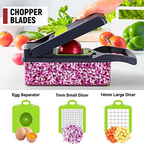 Amzeth Vegetable Chopper, 16 In 1 Food/Pro Onion/Vegetable Cutter Slicer Dicer With 8 Blades, Potato Carrot Garlic Chopper With Container For Kitchen (Gray) #TOP3