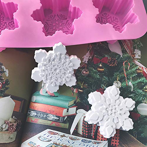 2 Pcs Snowflake Silicone Soaps Making Mold, Senhai Handmade Diy Chocolate Candy Cake Baking Mold 6 Cavity Ice Cube Tray - Pink, Blue #TOP3